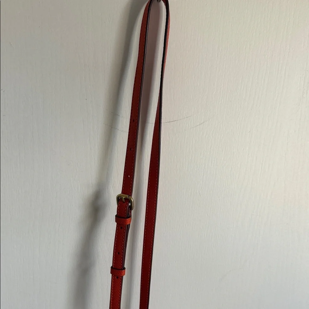Coach Orange Pebble Leather Crossbody Bag With Front Pocket